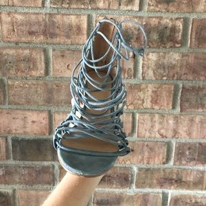 Urban outfitters gray strappy block heel